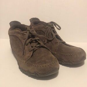 Skechers Women’s Chocolate Brown Bikers-Lineage Leather Suede Chukka Boots